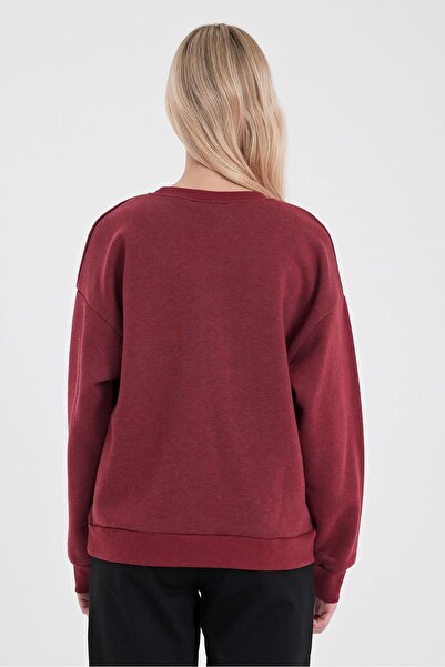 VENA Φούτερ με λογότυπο Cindy με λαιμόκοψη με ριγέ σχέδιο-μπορντό