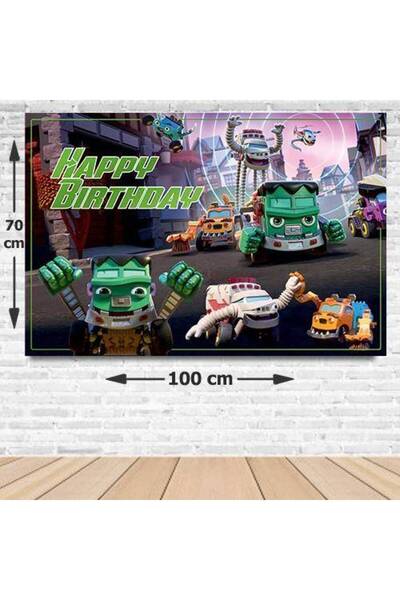 Parti Dükkanım Hrabri Monster Wheels rođendanski banner 70*100 cm