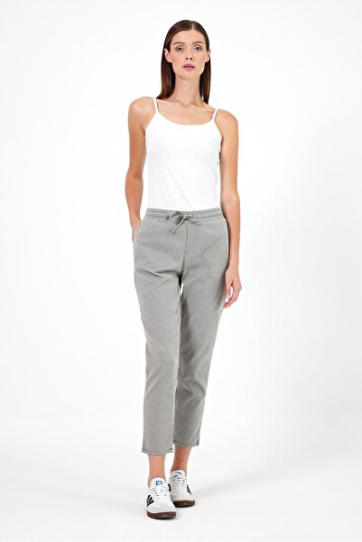 VENA Παντελόνι Alian με ελαστική μέση-Ριγέ χακί