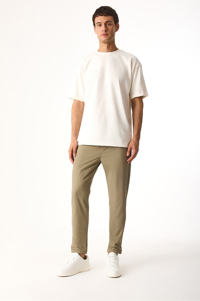 VENA Regular Fit Beli Lastikli Teknik Pantolon-Bej