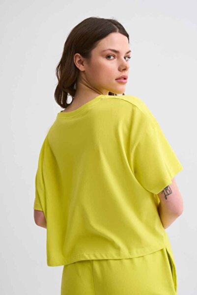 THERECOLOR Organic Regular Fit Short Sleeve Women's Crop T-Shirt Yellow L