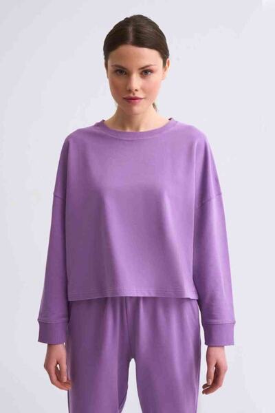 THERECOLOR Органічна фіолетова жіноча кроп-футболка з довгими рукавами