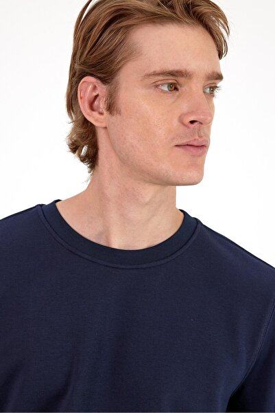 VENA Φούτερ Rich Crew Neck Regular Fit 3 νήματα-Μπλε ναυτικό