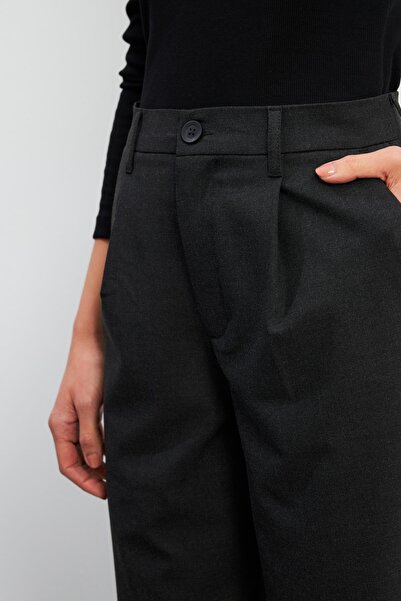 VENA Kadın Wide Leg Antrasit Çizgili Pantolon