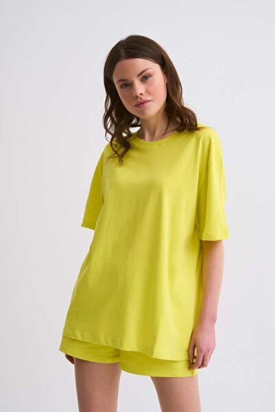 THERECOLOR Organic Short Sleeve Women's T-Shirt Regular Fit Yellow