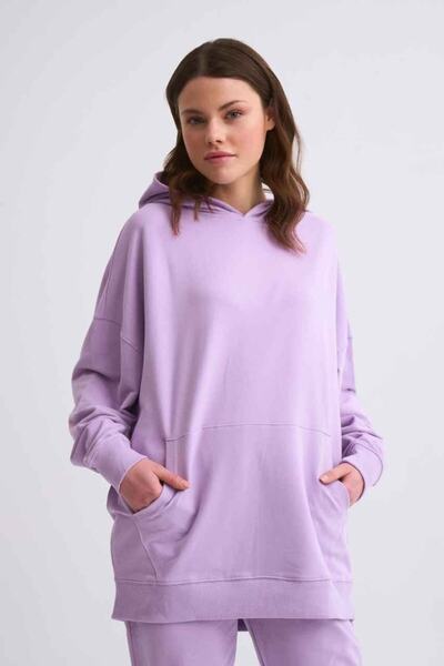 THERECOLOR Органічна худі з капюшоном для жінок з довгими рукавами, ліловий колір