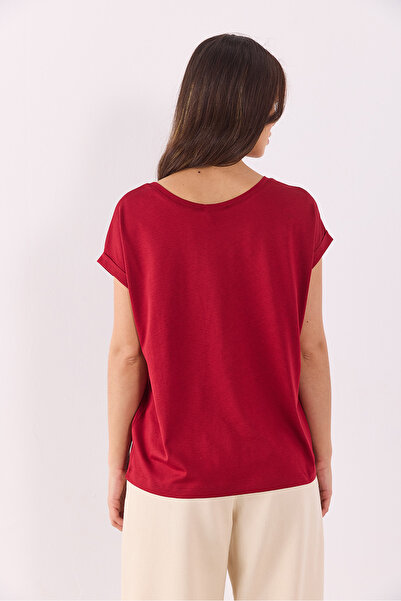 VENA Μπλουζάκι Cindy Crew Neck Regular Fit Basic Modal (TENCEL)(TM) - ΜΠΟΡΝΤΟ