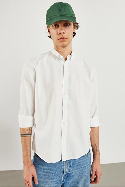 VENA Стивън Регулярна кройка Оксфорд риза - бяла