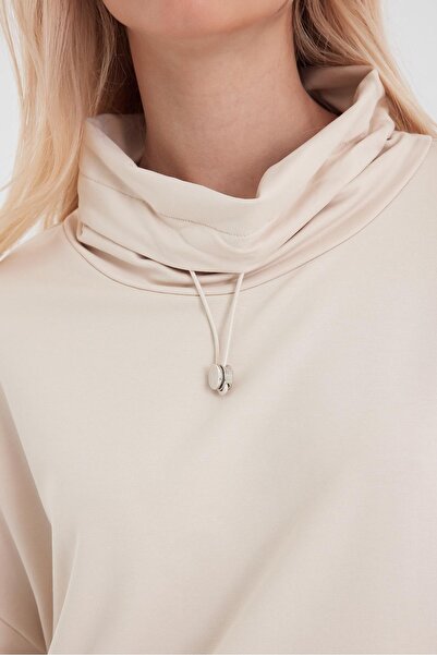 VENA Hanorac Norah cu detaliu la guler, cu croiala normala - Stone