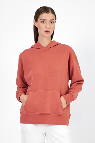 VENA Women's Hooded Basic Hoodie Sweatshirt-Dried Rose