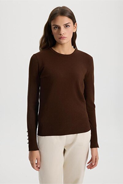 VENA Мона велосипеден пуловер с копчета - кафе