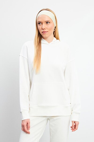 VENA Women's Hooded Basic Hoodie Sweatshirt-Ivory