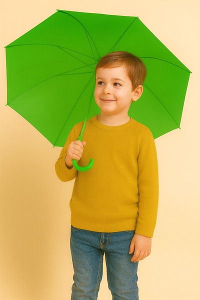 Toptancı Amca Renkli Şemsiye Çocuk Şemsiyesi Yeşil-Pembe-Mavi-Sarı-Mor-Kırmız...