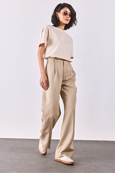 VENA Παντελόνι Chloe Wide Leg Palazzo(TENCEL)(TM) - Μπεζ