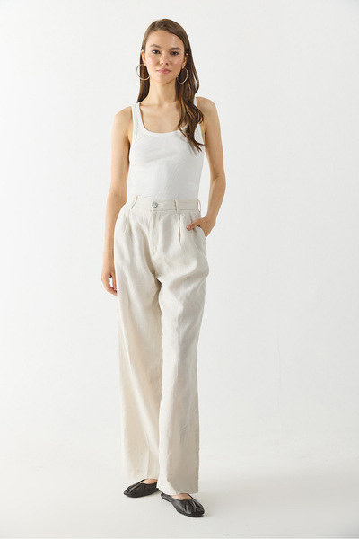 VENA Ribbed Thick Strap Top - Fildişi̇