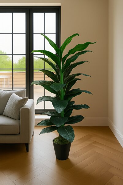 MAKİ DEKOR Yapay Difenbahya 160 Cm 30 Yapraklı Dekoratif,Modern Salon,Ofis Ağacı