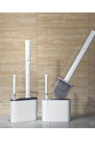 Amentes Set of 2 Toilet Brush and Multi-Purpose Fine Cleaning Brush Joint Bathroom Detail Cleaning Brush