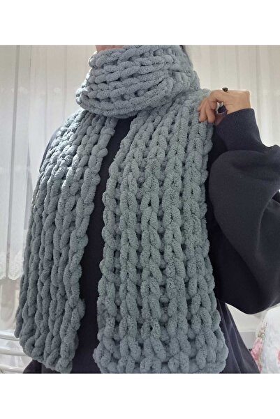 Alize El Örmesi Puffy Atkı | Soğuk ve Rüzgar Geçirmez | Cildi Tahriş Etmez Yumuşak Unisex Atkı - Gri