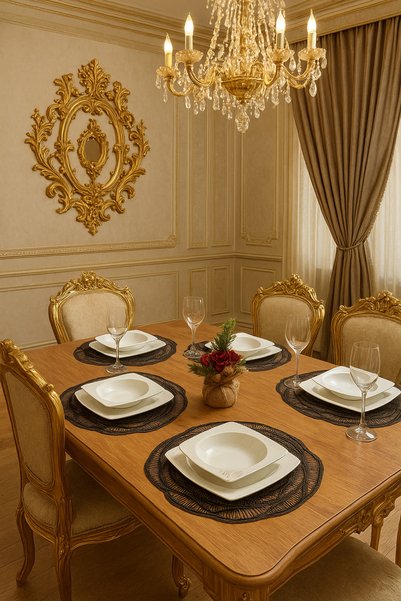 YALINSHOME Luxury Dowry Set American Service Runner Supla 12 Pieces (6 Supla 6 Coasters)