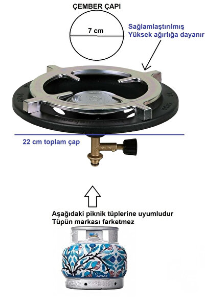 Onaran sanat Siyah Beyaz Kamp Ocağı Güçlendirilmiş Tava Koyma Balık Piknik Tüpü Kamp Başlık Renk 7Cm