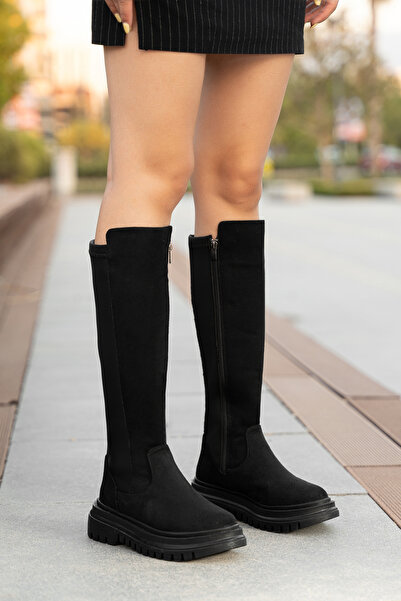 romamod dámské semišové boty na zip pod kolena pro každodenní nošení