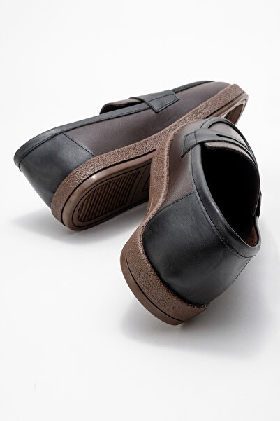 by selvi Lukka Shoes Мъжки обувки от синтетична кожа с горчив кафеен цвят и декоративни елементи Livya