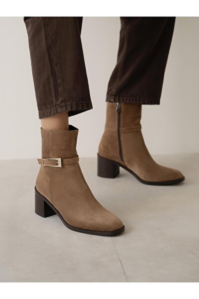 ECENİN BUTİĞİ Sutalo Camel Süet Hakiki Deri Bot