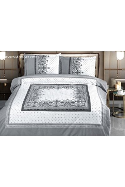 Bella Home Sherpa Comforter Double Duvet Cover Set with Tufted Blanket Gray