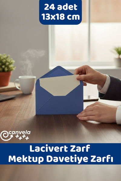 İstisna 24 Adet 13*18 Lacivert Davetiye Lüks Tebrik Kartı Mektup Mühür Cüzdan...