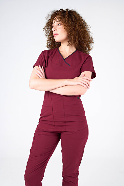 cabrio Label Bordo Doktor Hemşire Medikal Cerrahi Takım Üniforma Scrubs -Lüx ...