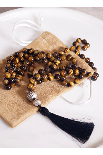 Kaplan Gözü Budist tesbih, Doğal taş Mala, 108 boncuk mala, Meditasyon tesbih, Budist Tesbih 8 mm