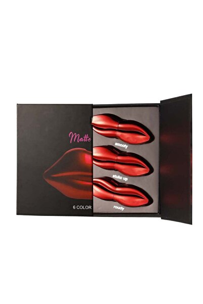 huitich مجموعة أحمر شفاه غير لامع بتصميم أنبوبي على شكل شفاه