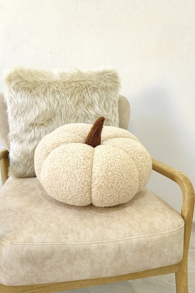 Madame Clean Home Teddy Decorative Pumpkin Pillow and Inner-Filled Cushion