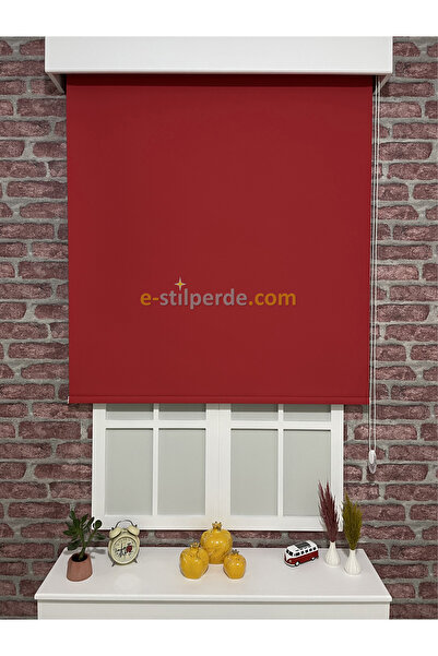 IŞILTI Perde Sistemleri Lüks Stor Perde Kırmızı ( Etek Dilimsiz )