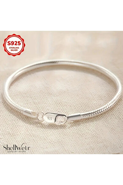 shellwetr Nora Gümüş kaplama Yılan zincir unisex bileklik sevdiklerinize kend...