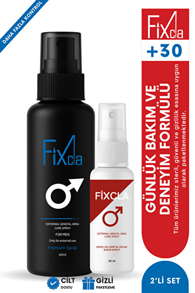 FixCla Erkek Süre Destekleyici 2’li Set – +30 Blue 60 ml Premium ve 30 ml Yed...