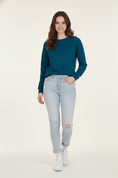 Rejt Nine Kadın Sweatshirt Bisiklet Yaka Regular/Normal Fit İçi Pamuklu 3 Ipl...