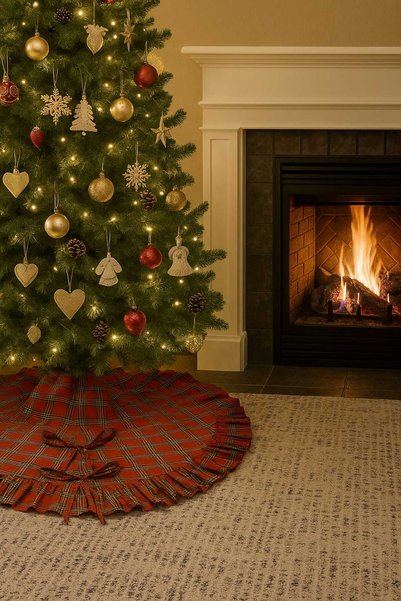 hobizer tekstil Christmas Pine Tree Cover, Christmas Tree Cover with Ruffles 90 cm