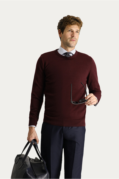 Kiğılı Pulover tricotat din bumbac, slim fit, cu decolteu