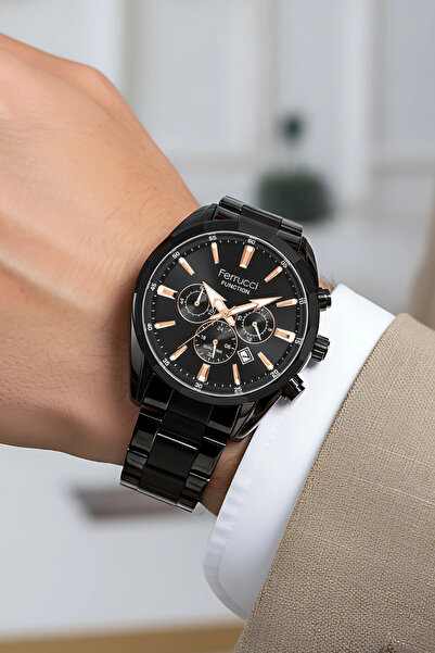 Ferrucci Function Erkek Kol Saati Siyah Renk Çelik Kordon Çelik Kasa 3 ATM Suya Dayanıklılık zmfer04