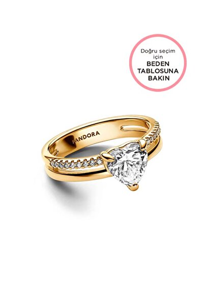 Pandora Çift Şeritli Kalp Yüzük