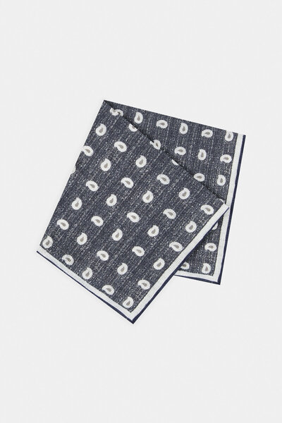 W Collection LACİVERT DESENLİ KETEN MENDİL