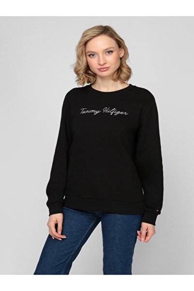 Tommy Hilfiger Logo Embroidery Pique Crew Neck Sweatshirt
