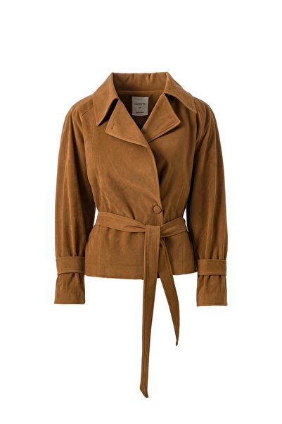 FACETTE Camel Kemerli Süet Ceket
