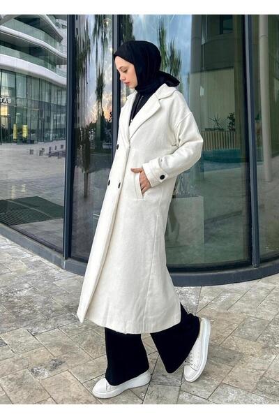 TANISA Nalia Cream Oversize Cashmere Coat Tns-4114
