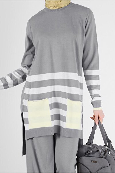 Alvina STRIP DETAILED DOUBLE PANT WITH POCKETKnitwear Suit 42124