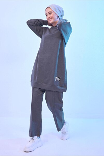 TRENDTESETTÜR WOMEN'S GRAY (SMOKED) HOODED PANT SUIT T 6253