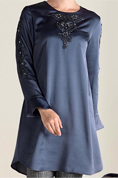 Alvina 4301 Model Guipure and Stone Detailed Tunic