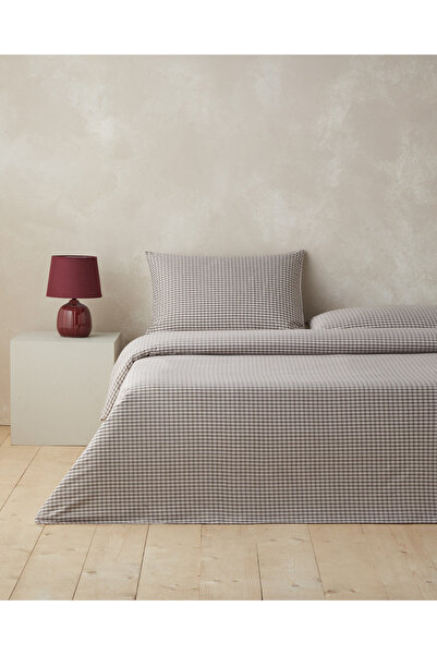 English Home Tattersall Yarn Dyed Double Duvet Cover Set 200X220 cm Brown