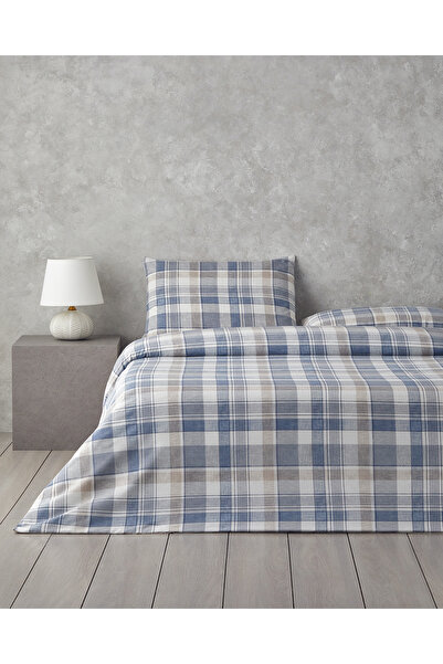English Home Fresh Tartan Easy-Iron Single Duvet Cover Set 160X220 cm Blue